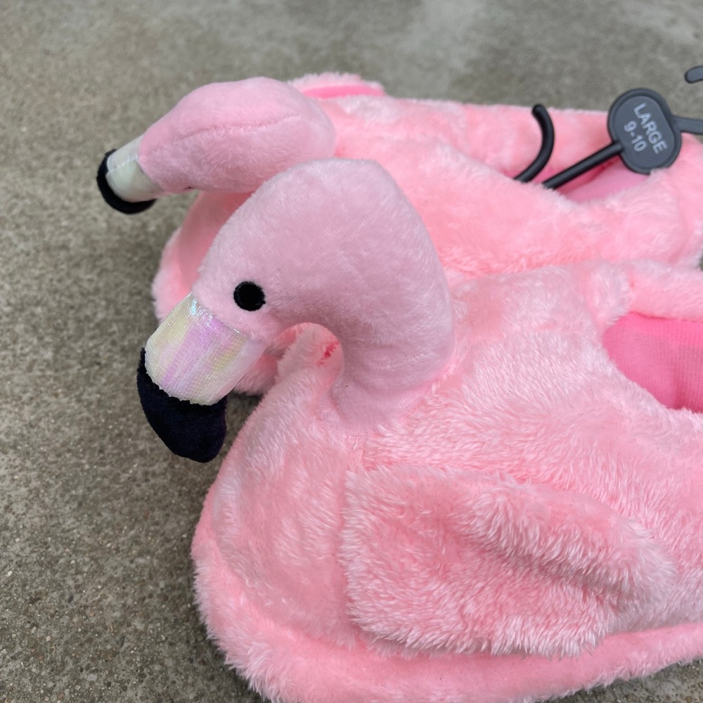 Pink Flamingo Plush Slippers